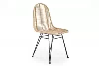 Židle K337 - přírodní ratan židle z azurowym sedadlem