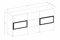 Komoda Baros 26 s tromi zásuvkami - tmavý betón / schiefer - 132 cm Dvojdverová Dvojdverová Komoda Baros 26 s tromi zásuvkami s tromi zásuvkami so zásuvkami 132 cm - tmavý beton / schiefer