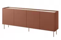 Komoda Desin 220 cm so 4 ukrytými zásuvkami - ceramic red / dub nagano Komoda Desin 220 cm z 4 ukrytymi zásuvkami - Červený / ceramic red / Dub nagano