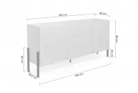 Dvoukřídlá komoda Jukon 184 cm se zásuvkami - bílý supermat / černé nohy Komoda dvoudveřová Jukon 184 cm se zásuvkami - bílá supermat / černé nožičky