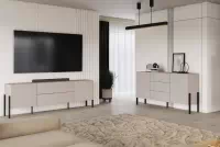 Dvoukřídlá komoda Jukon 184 cm se zásuvkami - kašmír / černé nohy Komoda dvoudveřová Jukon 184 cm se zásuvkami - kašmír / černé nožičky