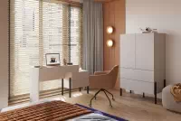 Dvoukřídlá komoda Jukon 90 cm se zásuvkami - kašmír / černé nohy Komoda dvoudveřová Jukon 90 cm se zásuvkami - kašmír / černé nožičky