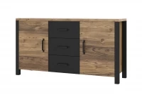 Komoda Olin 26 se zásuvkami 150 cm - appenzeller fichte / černý mat komoda z szufladami 