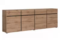 Komoda Gramon 225 cm se zásuvkami - dub wotan / černá Komoda Gramon 225 cm se zásuvkami - dub wotan / černá