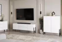 Komoda Jukon 114 cm dvoudveřová - bílý supermat / černé nohy Komoda Jukon 114 cm dvoudveřová - bílá supermat / černé nožičky