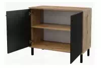 Komoda London 2D 100 cm s lamelami - Dub wotan / Čierny Komoda London 2D 100 cm z lamelami - Dub wotan / Čierny