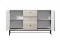 Komoda Lorini 150 cm so zásuvkami - kašmír / čierne úchytky / kovová podnož Komoda Lorini 150 cm so zásuvkami - kašmír / čierny úchyty / Rošt