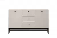 Komoda Lorini 150 cm so zásuvkami - kašmír / čierne úchytky T-bar / kovová podnož Komoda Lorini 150 cm so zásuvkami - kašmír / čierny úchyty T-bar / Rošt