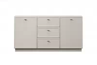 Komoda Lorini 150 cm so zásuvkami - kašmír / čierne úchytky T-bar Komoda Lorini 150 cm so zásuvkami - kašmír / čierny úchyty T-bar