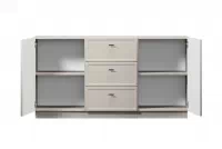 Komoda Lorini 150 cm so zásuvkami - kašmír / čierne úchytky T-bar Komoda Lorini 150 cm so zásuvkami - kašmír / čierny úchyty T-bar