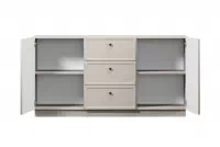 Komoda Lorini 150 cm so zásuvkami - kašmír / čierne úchytky Komoda Lorini 150 cm so zásuvkami - kašmír / čierny úchyty