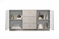 Komoda Lorini 150 cm so zásuvkami - kašmír / zlaté úchytky T-bar Komoda Lorini 150 cm so zásuvkami - kašmír / zlote úchyty T-bar