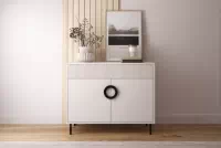 Komoda Nubo 100 cm dvojdverová so zásuvkou - kašmír / čierna Komoda Nubo 100 cm dvojdverová z szuflada - kašmír / Čierny