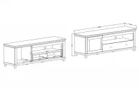 Komoda RTV Evora 40 - 181 cm - abisko ash / dub lefkas Komoda RTV jednodveřová se zásuvkou i wneka Evora 40 - abisko ash / Dub Lefkas - Rozměry