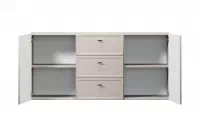 Závesná komoda Lorini 150 cm so zásuvkami - kašmír / čierne úchytky T-bar Komoda závesná Lorini 150 cm so zásuvkami - kašmír / čierny úchyty T-bar