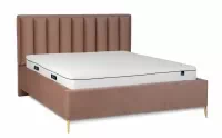 Čalouněná postel pro ložnice s rámem Misel - 140x200, Nohy zlaté postel čalouněné z wysokim wezglowiem