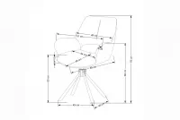 Jídelní židle K494 - popelavá / černá židle čalouněné z obrotowym sedadlem K494 - popelavá / černá