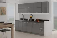 Kuchyňská sestava Prado 2,6 m Komplet nábytku kuchennych Prado 260cm - Šedý lesk