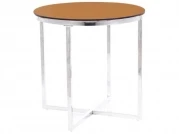 Konferenční stolek Crystal B kulatý - kouřové jantarové sklo / stříbrná FI 55 Konferenční stolek crystal b kouřové sklo jantarové/Stříbrný fi 55