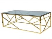 Konferenčný stolík Escada A so sklenenou doskou 120x60 - dymové sklo / zlaté nohy Konferenčný stolík v štýle glamour