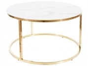 Konferenční stolek Sabine - bílý mramorový efekt / zlatá Konferenční stolek sabine bílý mramorový efekt/zlatý fi 80