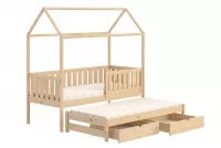 Domčeková posteľ s prístelkou Nemos - Borovica, 80x180 Posteľ domek Nemos 80x180 prízemná výsuvna - Borovica 