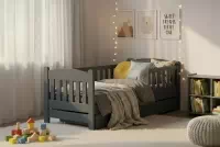 Detská posteľ Alvins 80x190 so zásuvkami - grafitová Posteľ dzieciece Alvins 80x190 drevená so zásuvkami - grafit