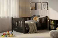 Detská posteľ Alvins 90x200 so zásuvkami - čierna Posteľ dzieciece Alvins 90x200 drevená so zásuvkami - Čierny