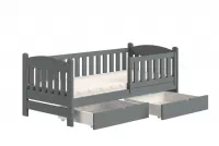 Detská posteľ drevená Alvins DP 002 - grafit, 90x180 Posteľ dzieciece drevená Alvins so zásuvkami - 90x180 / grafit
