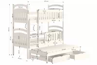 Pat supraetajat copii retractabil 3 pers. Amely 80x180 - culoare gri 