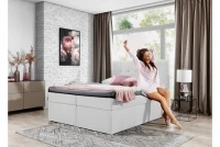 Boxspring posteľ Nerino 180x200 Ekokoža Biela Soft 017 biale posteľ z ekoskory 