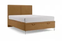 Čalouněná boxspring postel Lektis 140x200 s úložným prostorem - medově hnědá látka Maya 06 / stříbrné kovové nohy Postel boxspring Lektis 140x200 s úložným prostorem- medová hnědá potahová látka snadno čistitelný Maya 06 / Nohy kovové srebrne 