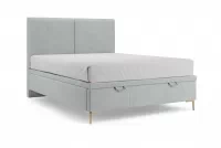 Čalouněná boxspring postel Lektis 140x200 s úložným prostorem - šedá látka Maya 18 / zlaté kovové nohy Postel boxspring Lektis 140x200 s úložným prostorem- popielata potahová látka snadno čistitelný Maya 20 / Nohy kovové zlaté