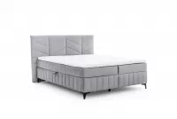 Pat boxspring Penia 160x200 cu spațiu de depozitare - catifea cenușie hidrofobă Element 24 Pat Boxspring  Penia 160x200 cu spațiu de depozitare - cenușă catifea hidrofobă Element 24