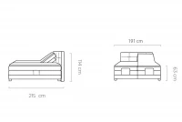 Kontinentálna posteľ SE III 180x200 - sivá látka Denver 17 Ash Boxspring posteľ Square - Rozmery, zdjecie podgladowe