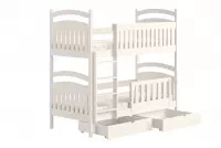 Dřevěná patrová postel Amely - Barva Bílý, rozměr 80x180 Łóżko piętrowe drewniane Amely z szufladami - 80x180 / biały 