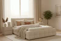 Manželská postel Magnelio Prestige 180x200 s úložným prostorem - béžový samet Hold Me 01 Postel pro ložnice Magnelio Prestige 180x200 s úložným prostorem- béžová welwet Hold Me 01 