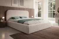 Čalúnená posteľ Rasel 180x200 s úložným priestorom - béžová bukla Quelle 03 Posteľ čalúnená Rasel 180x200 S vnútorným úložným priestorom- Béžová bukla Quelle 03