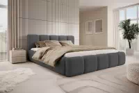 Čalouněná postel Tesia 180x200 s úložným prostorem - tmavě šedá buklé Quelle 92 Postel čalouněné Tesia 180x200 s úložným prostorem-  tmavě šedá bukla Quelle 92