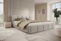 Čalouněná postel Tesia 180x200 s úložným prostorem - světle béžový samet Castel 03 Postel čalouněné Tesia 180x200 s úložným prostorem- světlý béžová samet Castel 03