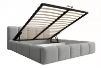 Čalouněná postel Tesia 180x200 s úložným prostorem - šedá bouclé Quelle 83 Postel čalouněné Tesia 180x200 s úložným prostorem- šedá bukla Quelle 83
