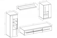 Obývacia stena Roger 10 - Orech satynowy / touchwood Obývacia stena . Roger 10 - Orech satynowy / touchwood - Rozmery