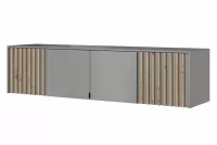Nadstavec s lamelami do štvordverovej skrine Neria - sivá / dub artisan Nadstavec do Skrine Neria 206 cm - šedá / dub artisan