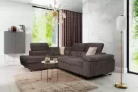 Colțar extensibil Annabelle L stânga - maro catifea Lincoln 29 / picioare negru Colțar pentru camera de zi Annabelle L stânga - maro catifea Lincoln 29 / Picioare negru