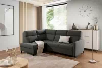 Rohová sedací souprava Gespano L levostranná s úzkou područkou - grafitový snadno čistitelný samet Zetta 305 Rohová sedací souprava Gespano L levá z waskim bokiem - grafitová samet latwoczyszczacy Zetta 305