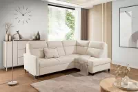 Rohová pohovka Gespano L pravostranná s úzkou područkou - krémová tkanina Sand 03 Rohová sedací souprava Gespano L pravá z waskim bokiem - kremowa Pletenina Sand 03