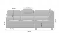 Rohová sedačka Gespano L pravostranná s úzkou opierkou - sivý šenil Perfect Harmony 80 Rohová sedacia súprava Gespano L pravá strana z waskim bokiem - šedý šenil Perfect Harmony 80