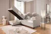 Rohová sedačka Loario L ľavá s úzkym bokom - tmavohnedý šenil Vibe 08 Rohová sedacia súprava Loario L Ľavá strana z waskim bokiem - tmavý béžový šenil Vibe 08