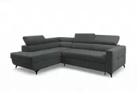 Rohová pohovka Nardo L s rozkladem levostranná - tmavě šedý plyš Pretty 18 Rohová sedací souprava Nardo L rozkládací levá - tmavě šedá plusz Pretty 18