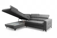 Rohová pohovka Nardo L s rozkladem levostranná - tmavě šedý plyš Pretty 18 Rohová sedací souprava Nardo L rozkládací levá - tmavě šedá plusz Pretty 18